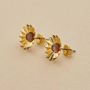 Alexis Bittar 14k Gold-Plated Amethyst Sunflower Stud Earrings NWT